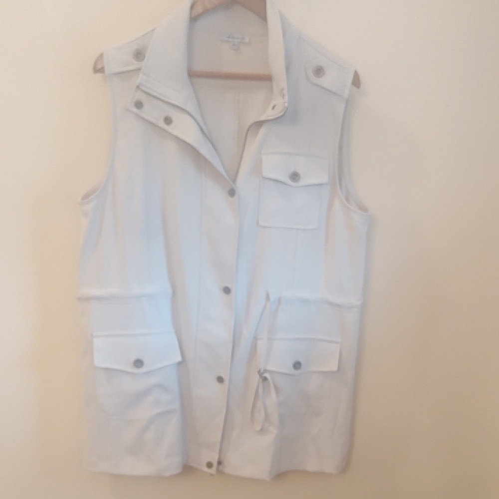 Women's Pale Blue Utility Vest with Waist Tie